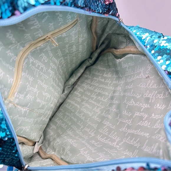 Sequin Flip Backpack β Reversible Blue Glitter Bag | Sparkle School or Daypack - Picture 3 of 3